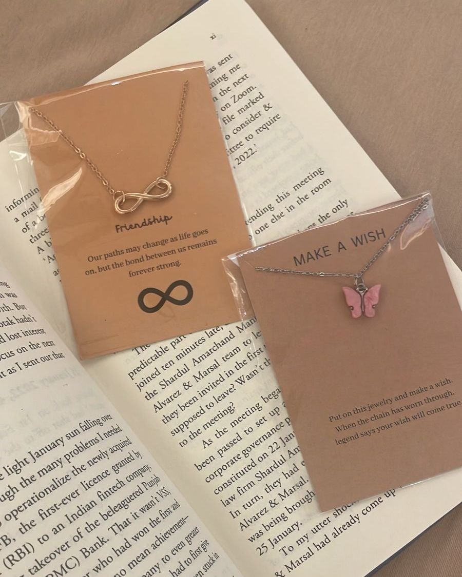 Necklaces on Friendship and Make a Wish gift cards